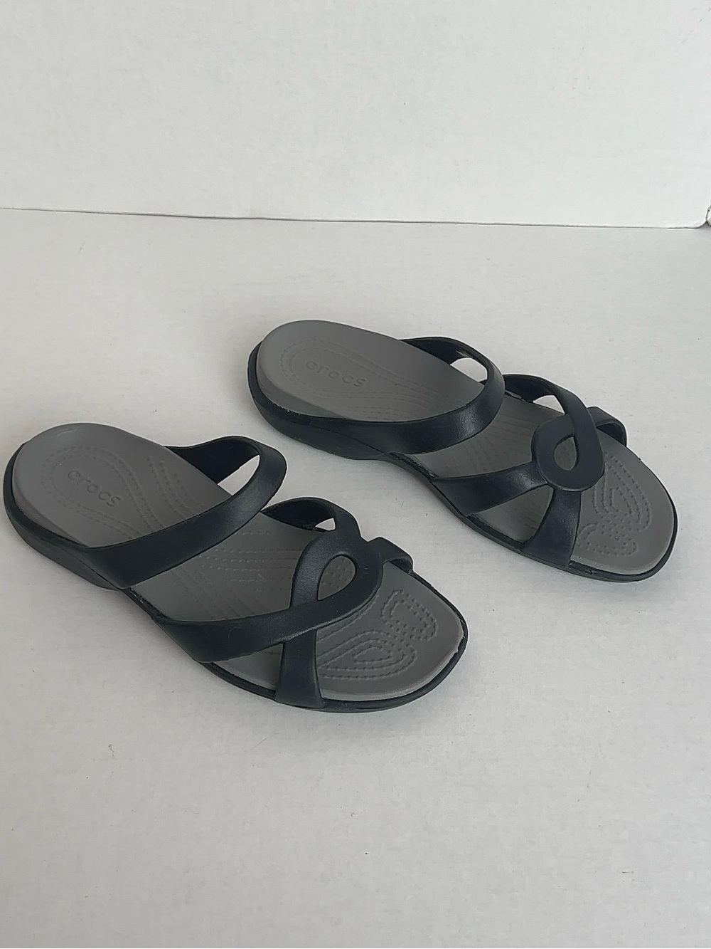 Crocs Meleen Twist Black Slide Sandals Women’s Size 8 Like New Comfort